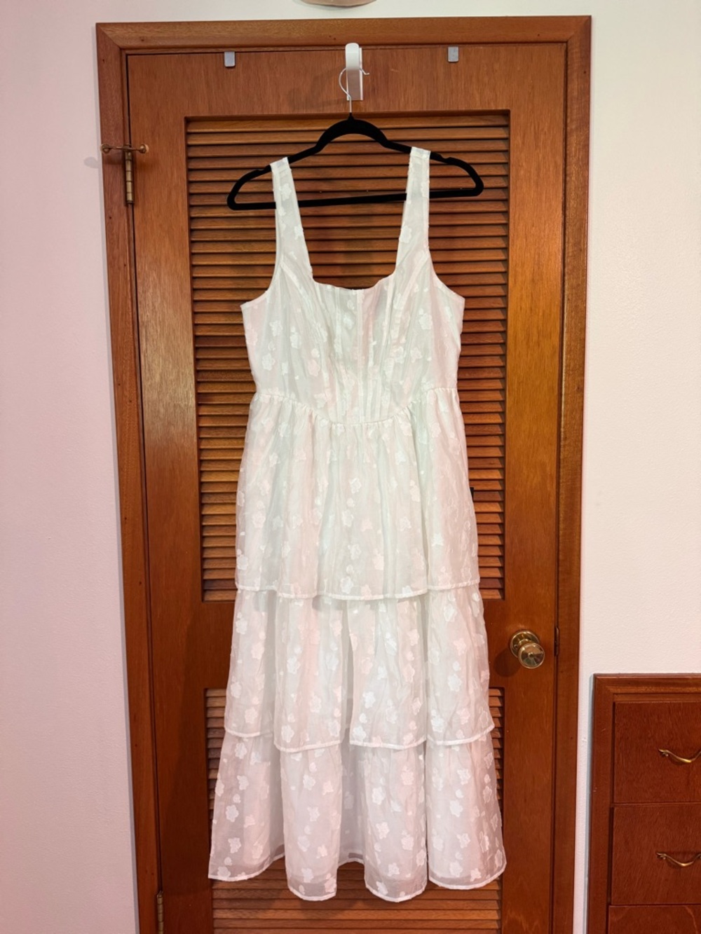 Lulus Sweet Potential White Floral Burnout Tiered Midi